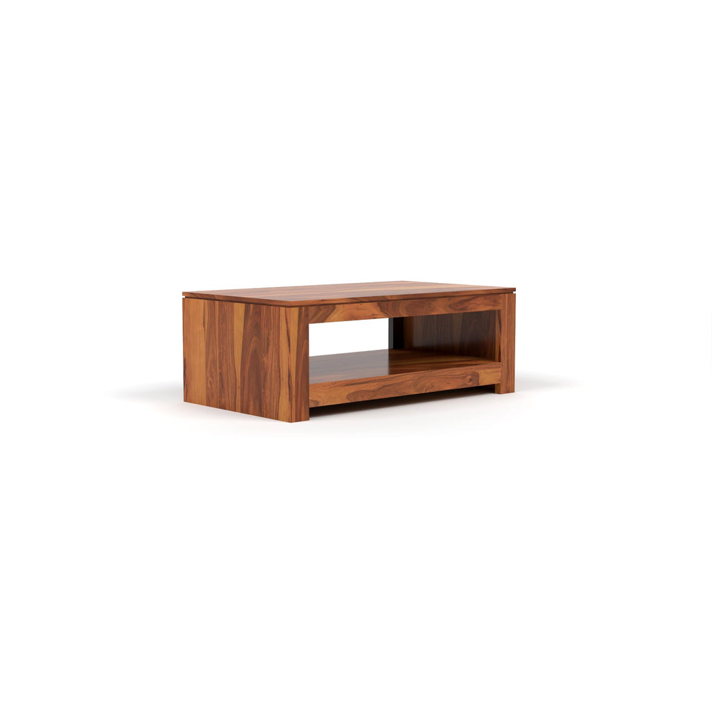 RFD Sheesham Wood Center Coffee Table with Shelf | Honey Finish | Solid Rosewood