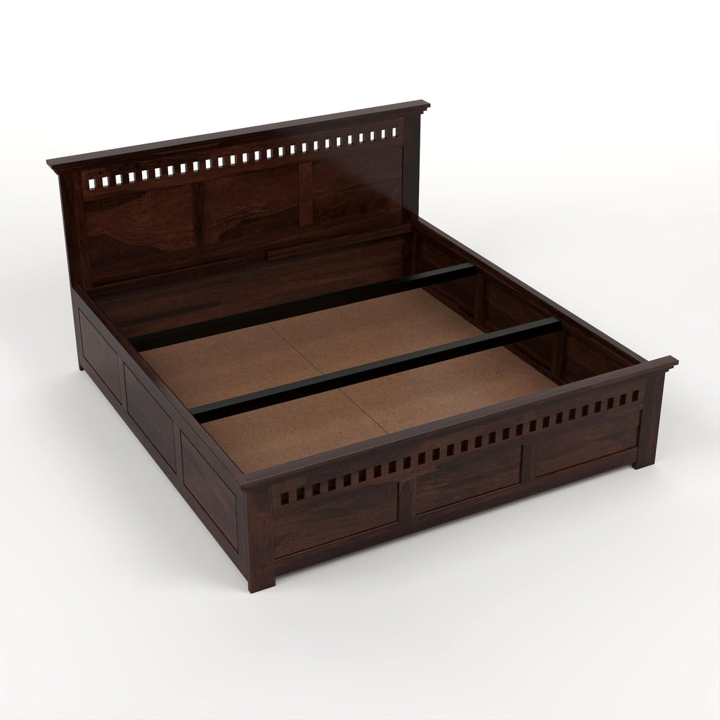 RFD Sheesham Wood Queen Size Bed with Box Storage | Walnut Finish