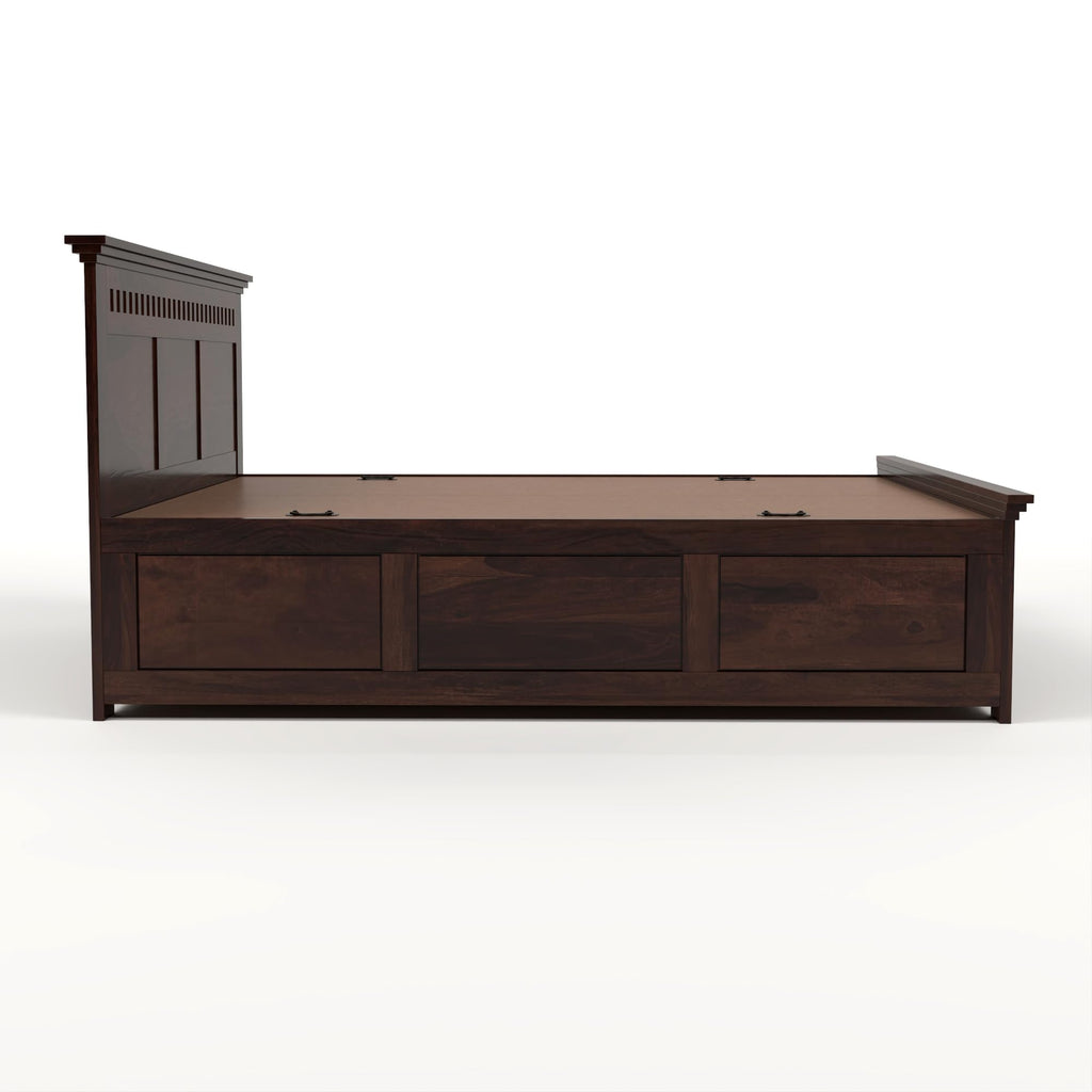 RFD Sheesham Wood Queen Size Bed with Box Storage | Walnut Finish