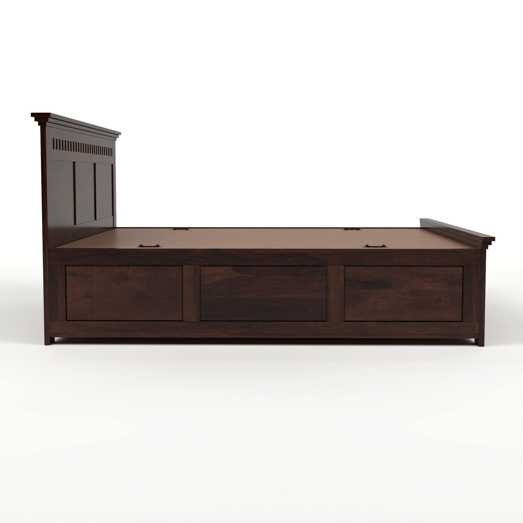 RFD Sheesham Wood Queen Size Bed with Box Storage | Walnut Finish