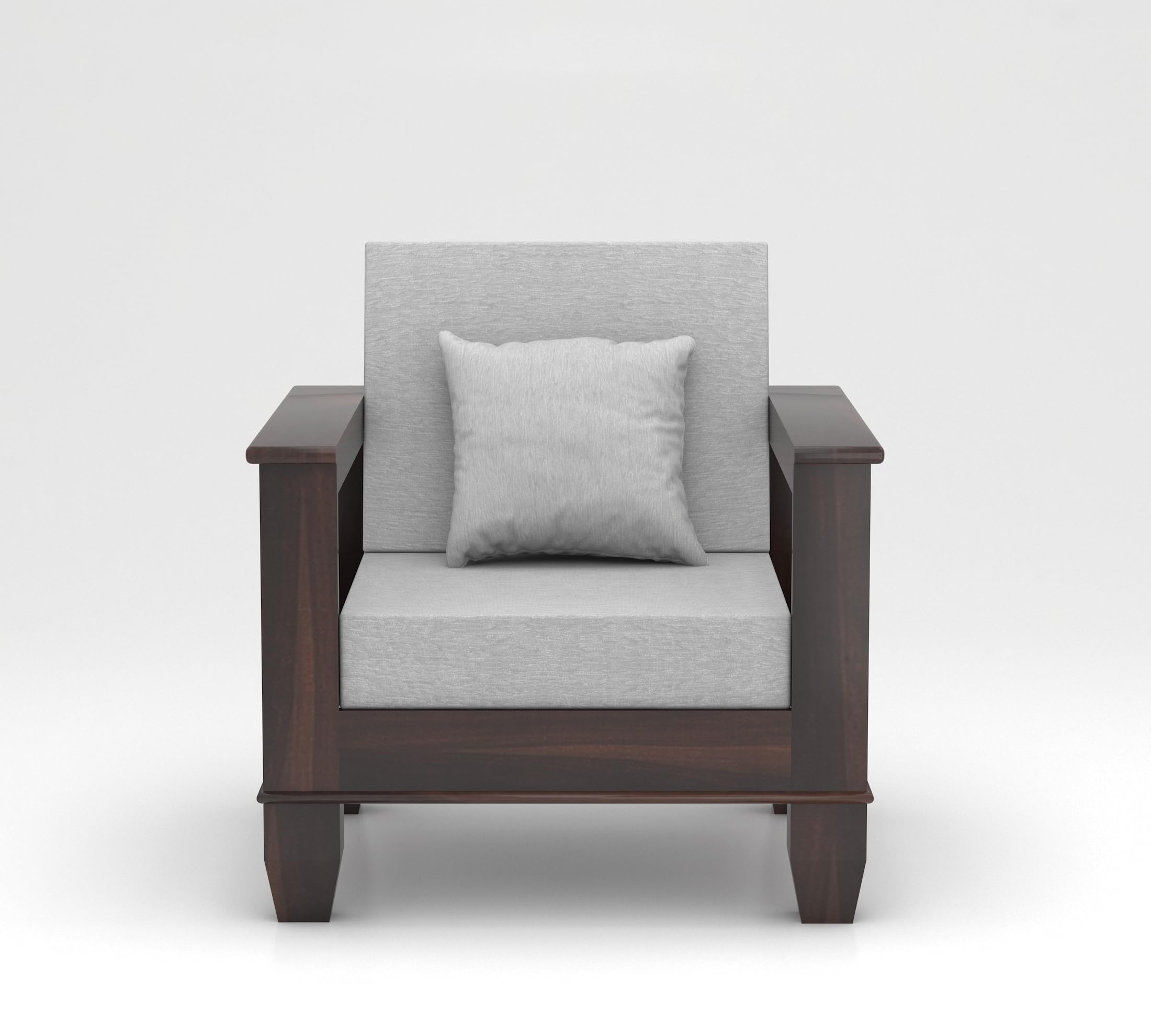 RFD Sheesham Wooden 6 Seater Sofa Set (3+2+1) Walnut Finish with Rosewood Cushion & Newspaper Holder