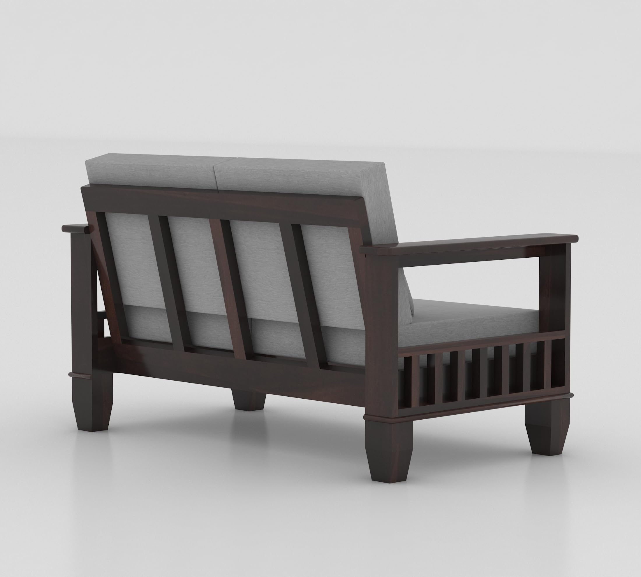 RFD Sheesham Wooden 7 Seater Sofa Set (3+2+2) Walnut Finish with Rosewood Cushion & Newspaper Holder