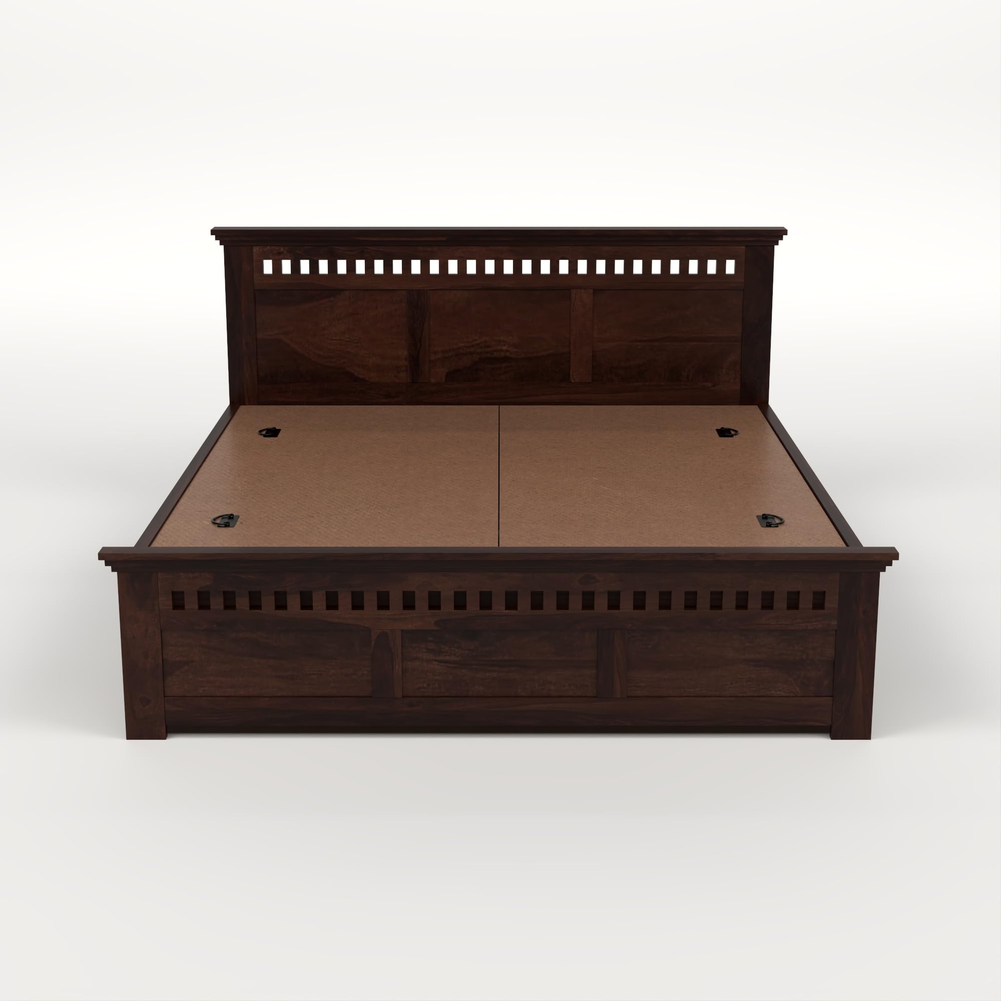 RFD Sheesham Wood Queen Size Bed with Box Storage | Walnut Finish