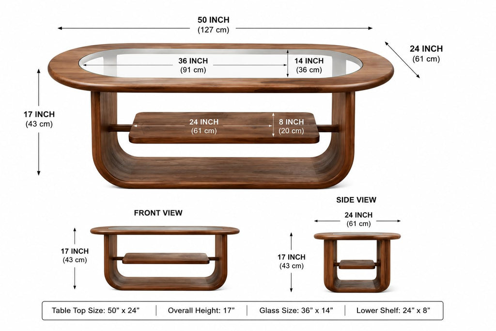RFD - Royal Furniture Decor Coffee Table with 2 Stools, 127x61 cm