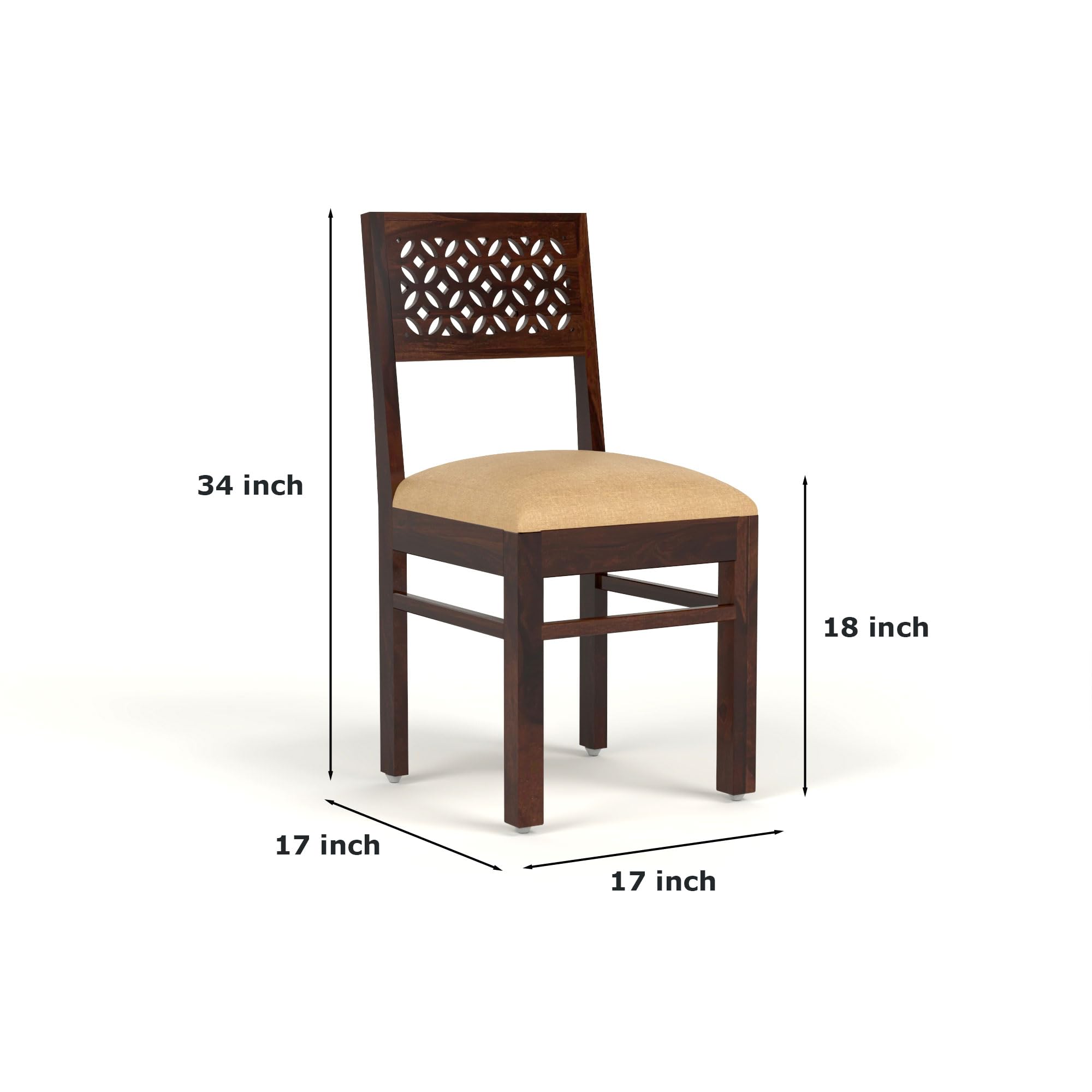 RFD Sheesham Wood Dining Chair Set of 2 | Solid Rosewood Study & Office Chair | Walnut Finish