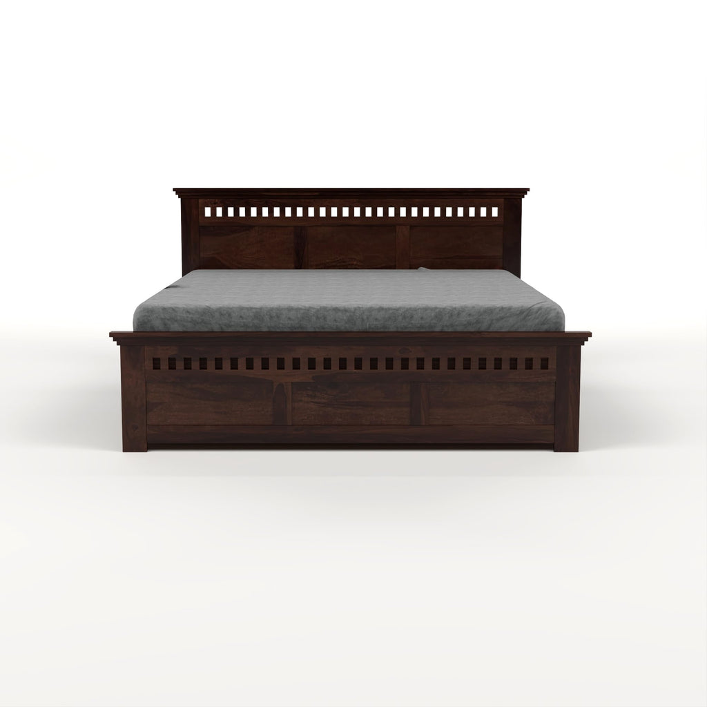 RFD Sheesham Wood Queen Size Bed with Box Storage | Walnut Finish