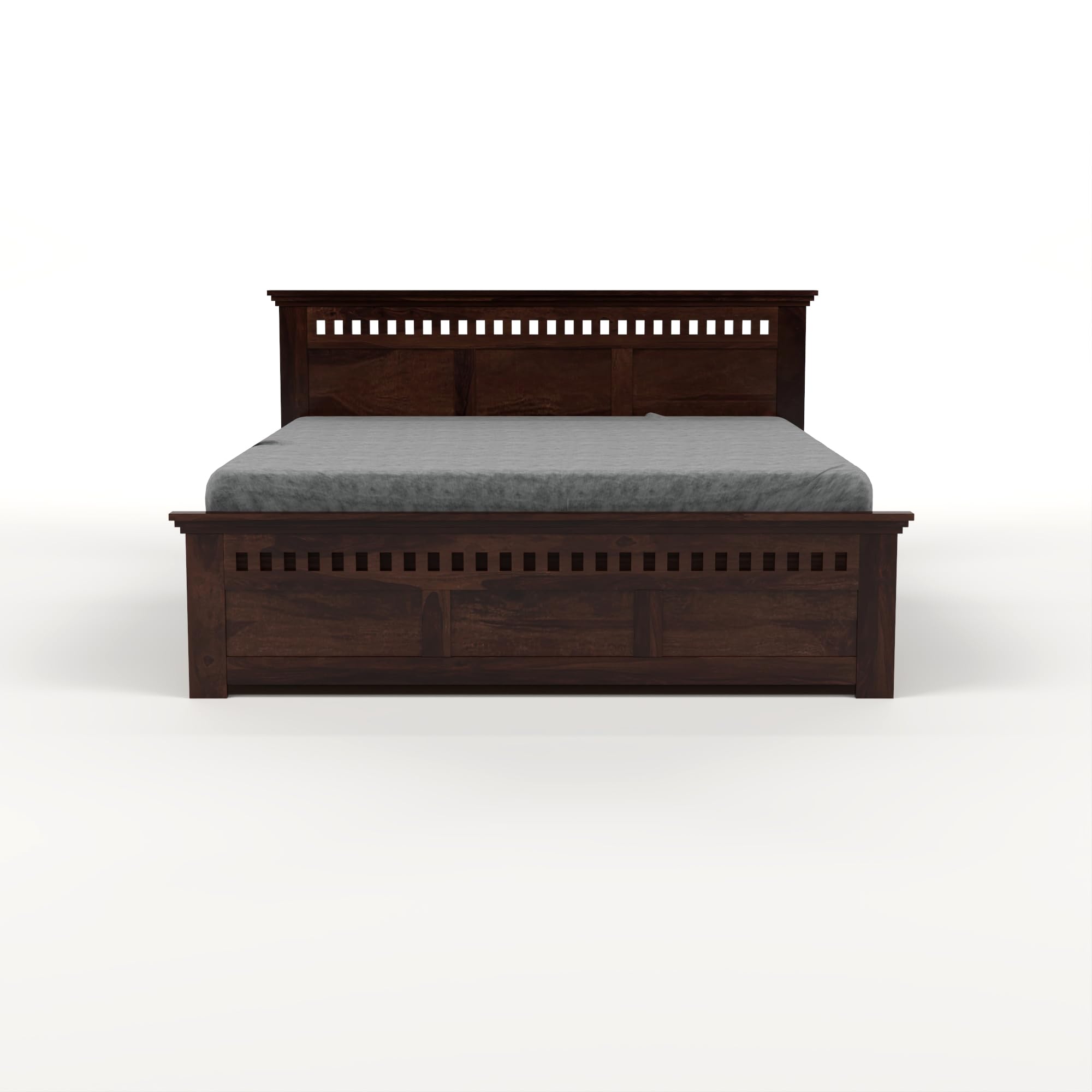 RFD Sheesham Wood Queen Size Bed with Box Storage | Walnut Finish