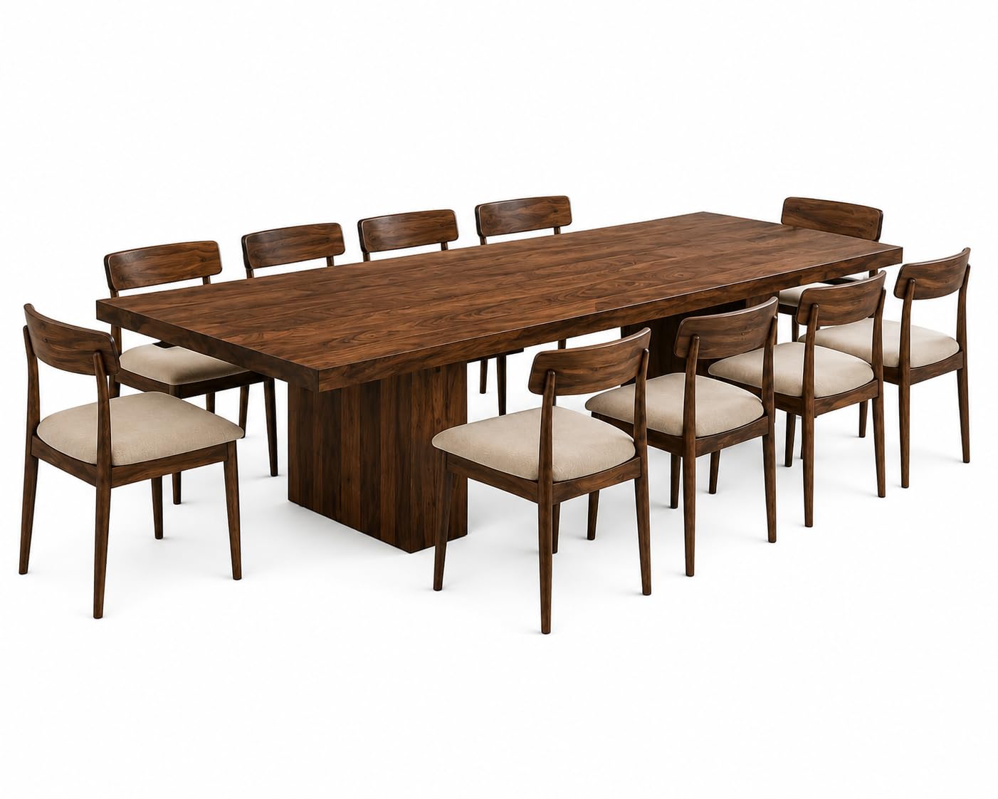 RFD - Royal Furniture Decor 10 Seater Dining Table with 10 Chairs, Sheesham Wood