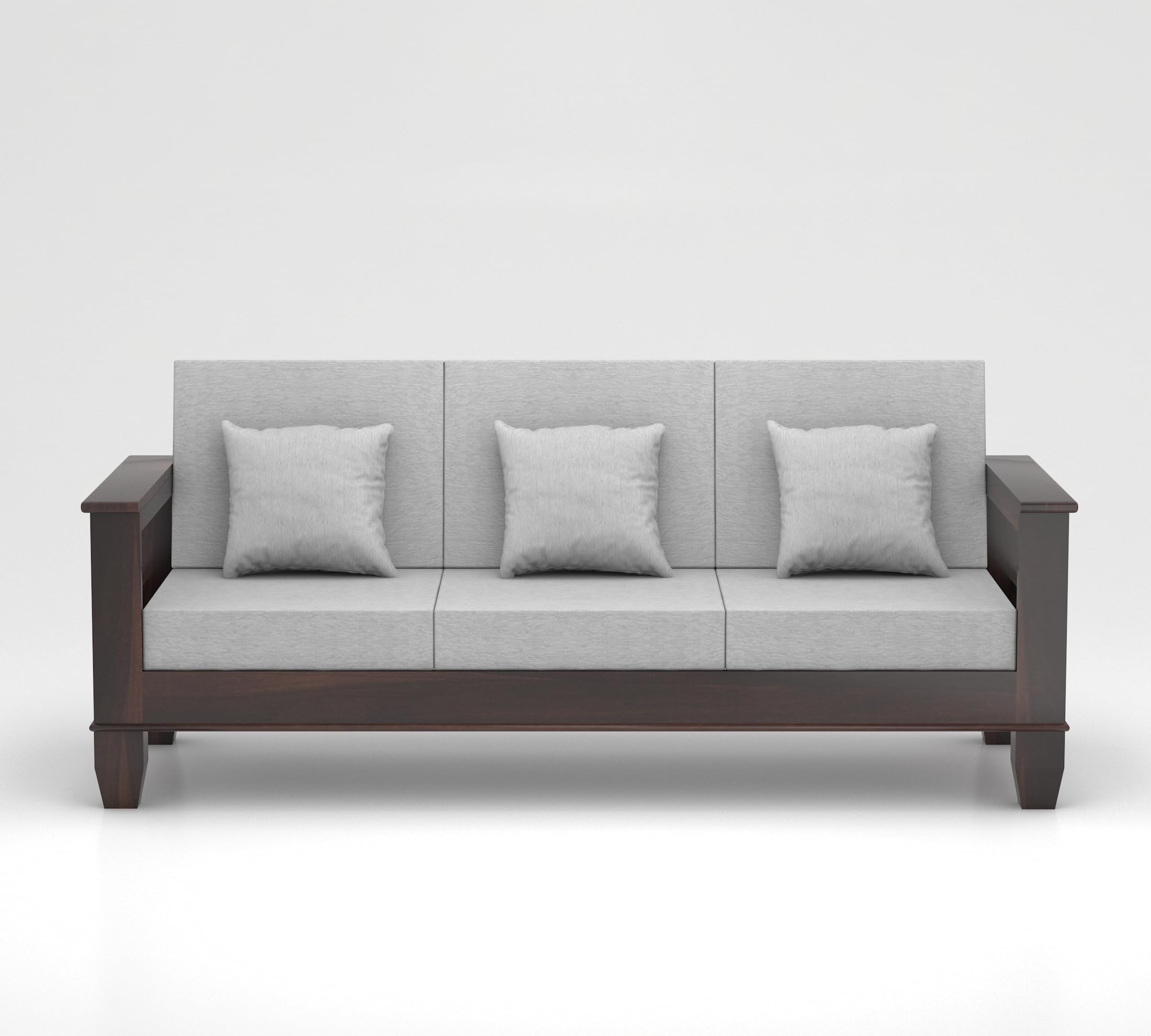 RFD Sheesham Wooden 6 Seater Sofa Set (3+2+1) Walnut Finish with Rosewood Cushion & Newspaper Holder