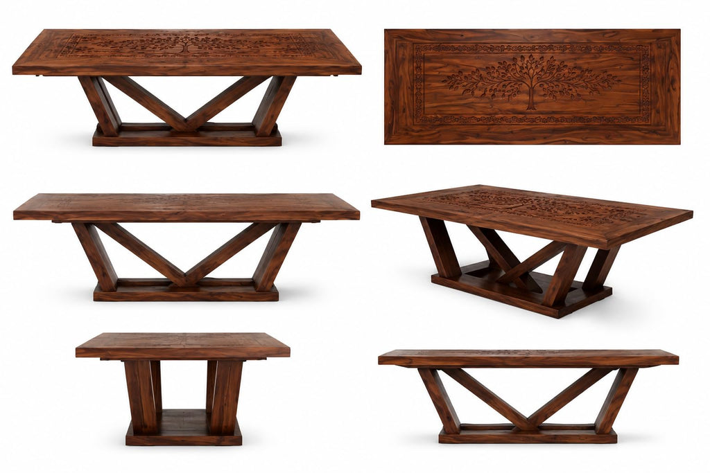 RFD - Royal Furniture Decor 10 Seater Dining Table Set, Sheesham Wood