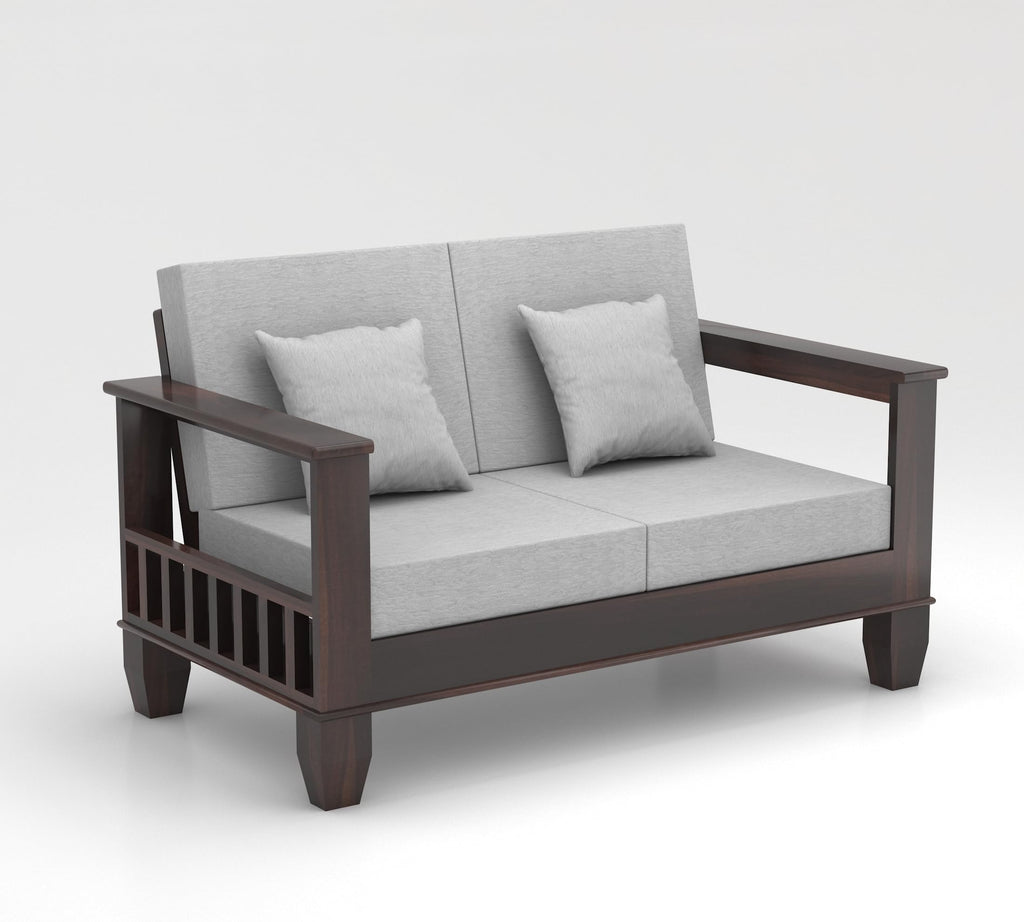 RFD Sheesham Wooden 7 Seater Sofa Set (3+2+2) Walnut Finish with Rosewood Cushion & Newspaper Holder
