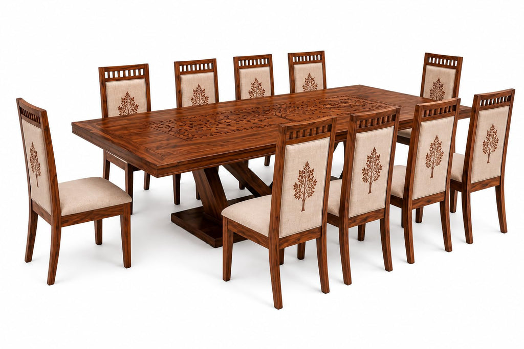 RFD - Royal Furniture Decor 10 Seater Dining Table Set, Sheesham Wood