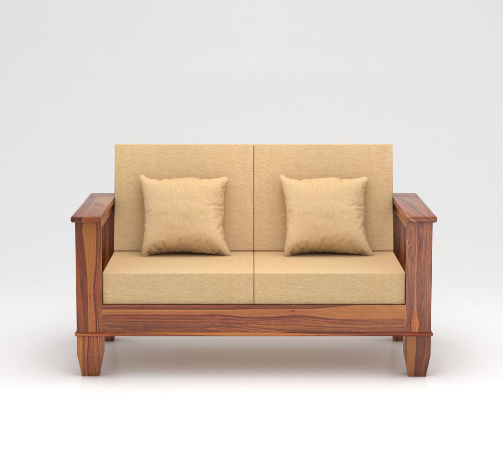 RFD Sheesham Wooden 7 Seater Sofa Set (3+2+2) Honey Finish with Rosewood Cushion & Newspaper Holder