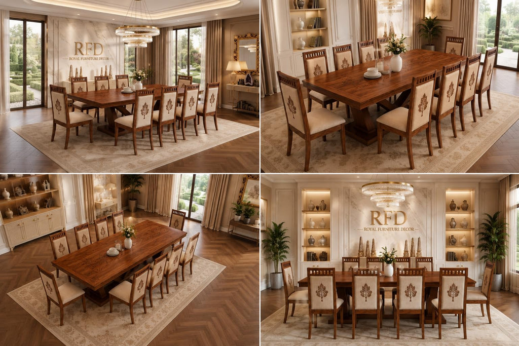 RFD - Royal Furniture Decor 10 Seater Dining Table Set, Sheesham Wood