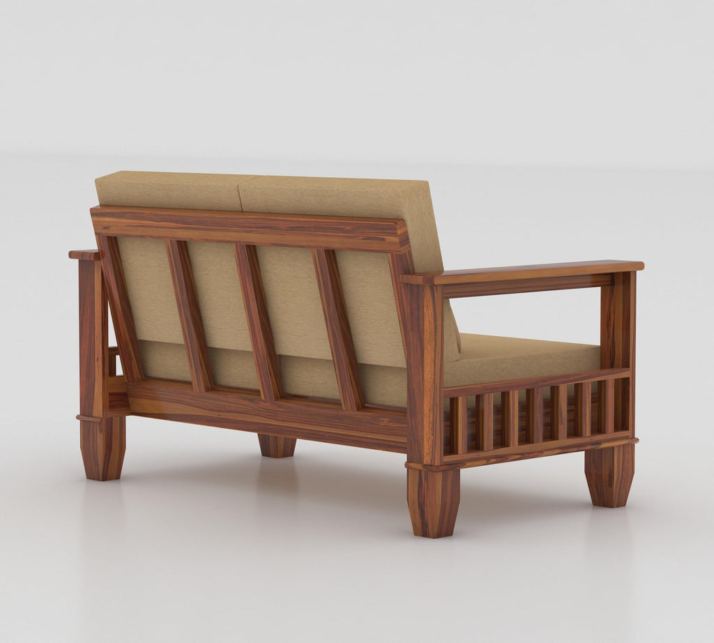 RFD Sheesham Wooden 7 Seater Sofa Set (3+2+2) Honey Finish with Rosewood Cushion & Newspaper Holder