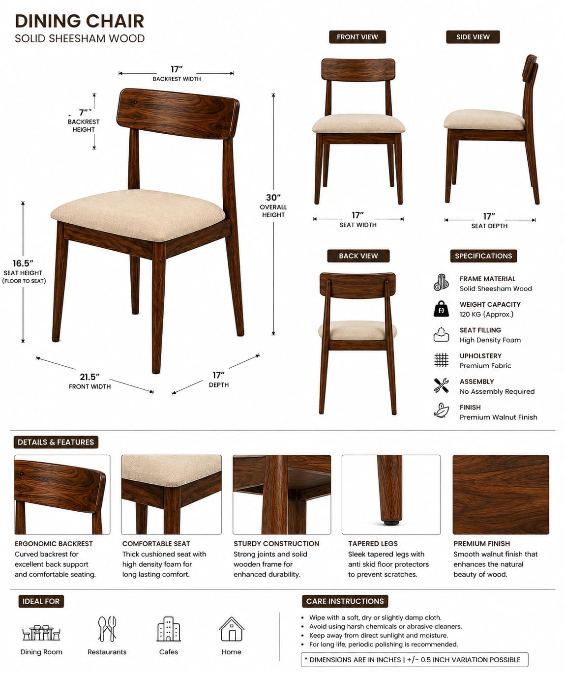 RFD - Royal Furniture Decor 10 Seater Dining Table with 10 Chairs, Sheesham Wood