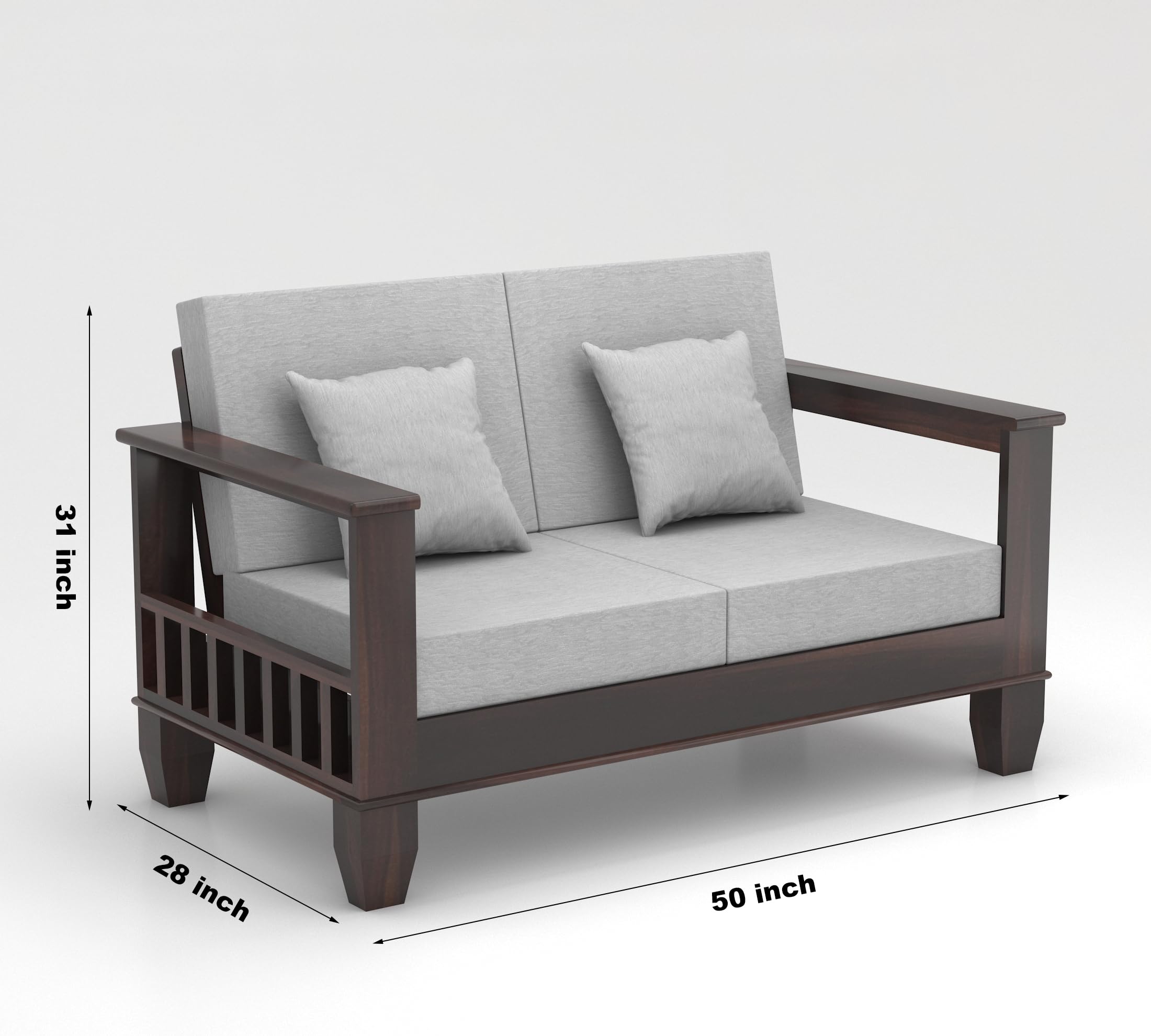RFD Sheesham Wooden 6 Seater Sofa Set (3+2+1) Walnut Finish with Rosewood Cushion & Newspaper Holder