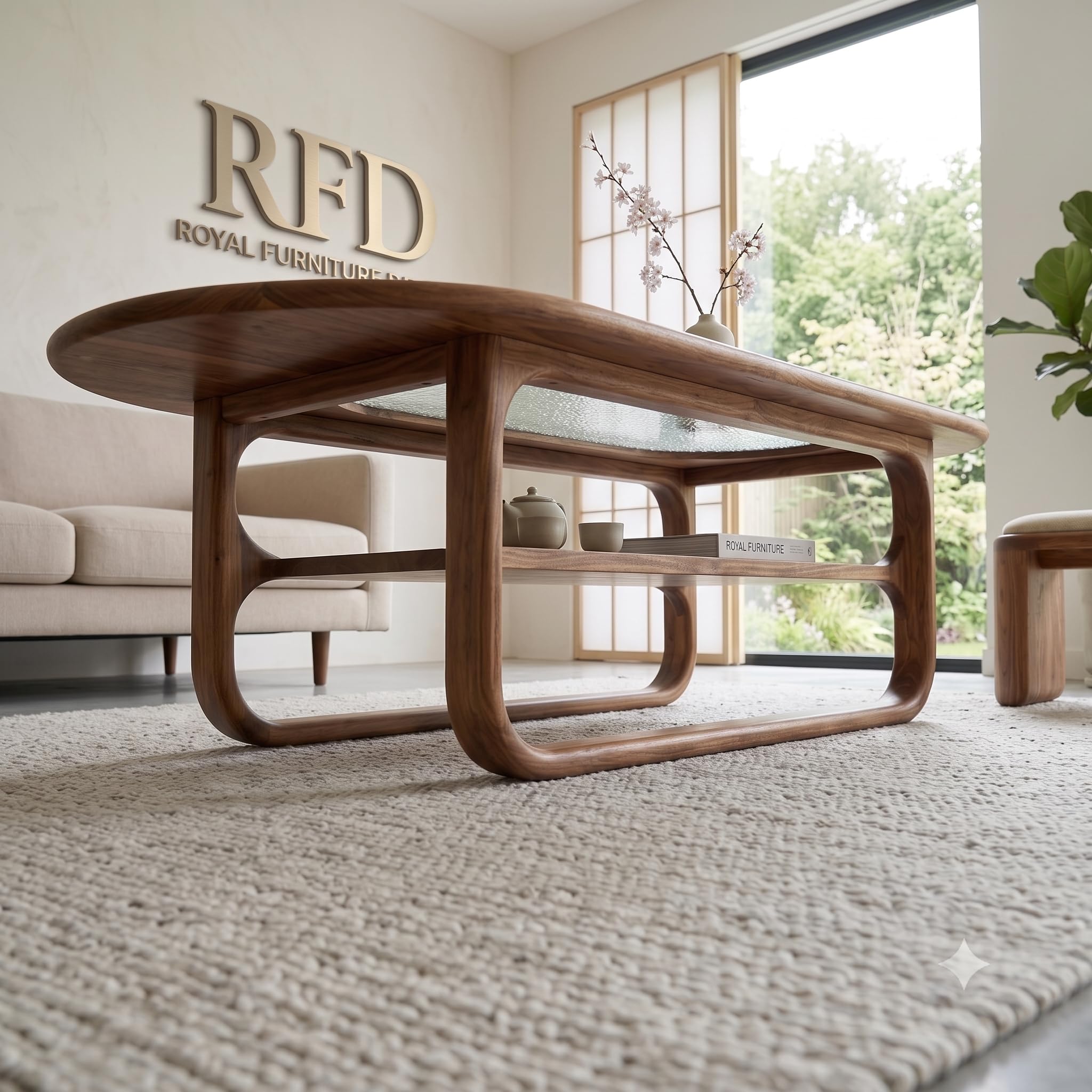 RFD - Royal Furniture Decor Coffee Table with 2 Stools, 127x61 cm