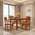 RFD Solid Sheesham Wood 4 Seater Dining Table Set | Honey Finish | Without Cushion