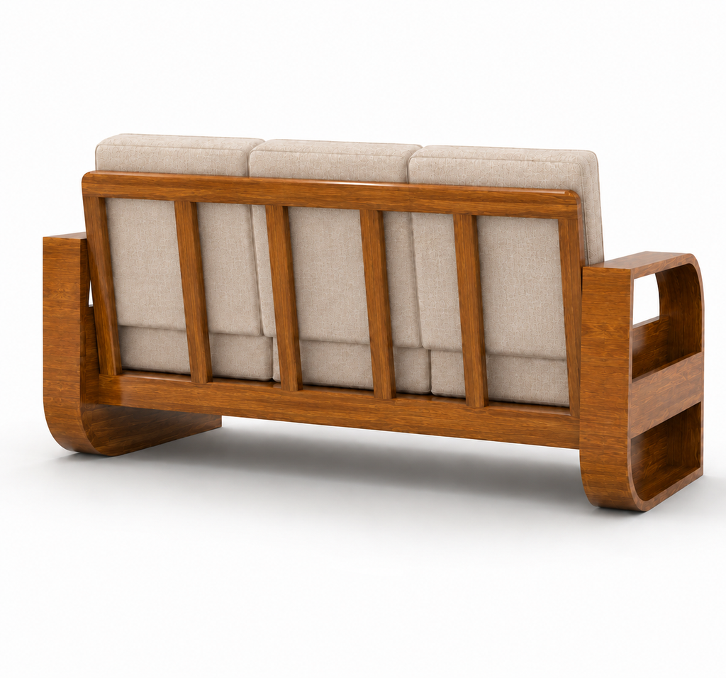 RFD Royal Furniture Decor 5-Seater Wooden Sofa Set, Beige Fabric