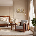 RFD - Royal Furniture Decor Solid Wood Armchair with Grey Upholstery