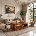 RFD Sheesham Wood Center Coffee Table with Shelf | Honey Finish | Solid Rosewood