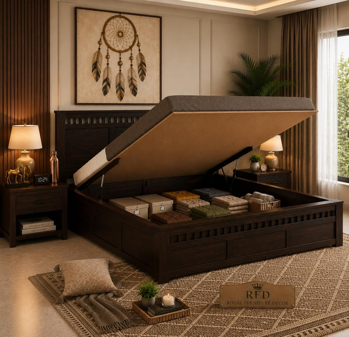 RFD - Royal Furniture Decor Sheesham Wood Queen Size Bed