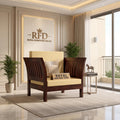 RFD - Royal Furniture Decor Sheesham Wooden 1 Seater Sofa for Living Room | Solid Wood Sofa | Rosewood Sofa Set for Home & Office Lounge (Walnut, 1 Seater)