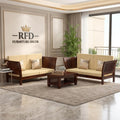 Royal Furniture Decor Sheesham Wooden 4 Seater Sofa for Living Room | Solid Wood Sofa | Rosewood Sofa Set for Home & Office Lounge (Walnut, 2+2 Seater)