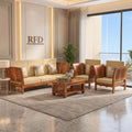 Royal Furniture Decor Sheesham Wooden 5 Seater Sofa Set for Living Room | Solid Wood Sofa | Rosewood Sofa Set for Home & Office Lounge (Honey, 3+1+1 Seater)