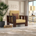 Royal Furniture Decor Sheesham Wooden Sofa, Walnut, 1 Seater