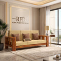 Royal Furniture Decor Sheesham Wooden 3 Seater Sofa, Honey