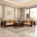 Royal Furniture Decor Sheesham Wooden 5 Seater Sofa Set for Living Room | Solid Wood Sofa | Rosewood Sofa Set for Home & Office | Lounge (Walnut, 3+2 Seater)
