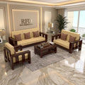 Royal Furniture Decor Sheesham Wooden 6 Seater Sofa Set for Living Room | Solid Wood Sofa | Rosewood Sofa Set for Home & Office | Lounge (Walnut, 3+2+1 Seater)