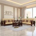 Royal Furniture Decor Sheesham Wooden 6 Seater Sofa Set for Living Room | Solid Wood Sofa | Rosewood Sofa Set for Home & Office | Lounge (Walnut, 3+3 Seater)
