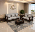 Royal Furniture Decor Sheesham Wooden 5 Seater Sofa Set, Walnut, 3+2