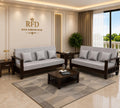 Royal Furniture Decor Sheesham Wooden 6 Seater Sofa Set for Living Room | Rosewood Cushion Sofa with Side Newspaper Holder for Home & Office | Lounge (Walnut, 3+3 Seater)