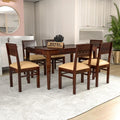 Royal Furniture Decor Solid Sheesham Wood 6 Seater Dining Table Set with Cushioned Chairs for Dining Room | Living Room | Home & Office | Hotels Restaurant & Cafe (6 Seater, Walnut Finish A)