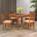 Royal Furniture Decor Solid Sheesham Wood 4 Seater Dining Table Set with Cushioned Chairs for Dining Room | Living Room | Home & Office | Hotels Restaurant & Cafe (4 Seater, Honey Finish C)