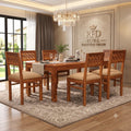 Royal Furniture Decor Solid Sheesham Wood 6 Seater Dining Table Set with Cushioned Chairs for Dining Room | Living Room | Home & Office | Hotels Restaurant & Cafe (6 Seater, Honey Finish C)