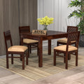Royal Furniture Decor Solid Sheesham Wood 4 Seater Dining Table Set with Cushioned Chairs for Dining Room | Living Room | Home & Office | Hotels Restaurant & Cafe (4 Seater, Walnut Finish C)