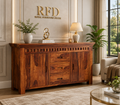 Royal Furniture Decor Solid Sheesham Wood Wooden Cabinet Sideboard with 4 Drawers and 2-Door Storage (Adolph,Honey)