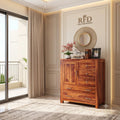 Royal Furniture Decor Solid Sheesham Wood Wooden Sideboard Cabinet with 5 Drawers & 1 Door Chest of Drawer Storafe for Your Living Room, Bedroom (Avalon,Honey)