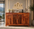 Royal Furniture Decor Solid Sheesham Wood Wooden Sideboard Storage Cabinet : Ideal for Living Room and Bedroom with 2 Drawers and 7-Shelf Storage (Mendes,Honey)