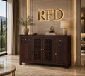 Royal Furniture Decor Solid Sheesham Wood Wooden Sideboard Storage Cabinet : Ideal for Living Room and Bedroom with 2 Drawers and 7-Shelf Storage (Mendes,Walnut)