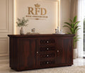 Royal Furniture Decor Solid Sheesham Wood Wooden Sideboard Storage Cabinet & Chest of Drawer : Ideal for Living Room and Bedroom with 4 Drawers and 4-Shelf Storage (Cambrey,Walnut)