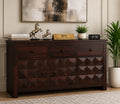 Royal Furniture Decor Solid Sheesham Wood Wooden Sideboard Storage Cabinet & Chest of Drawer : Ideal for Living Room and Bedroom with 3 Drawers and 3-Shelf Storage (Morse,Walnut)