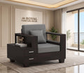 Royal Furniture Decor Sheesham Wooden 1 Seater Sofa Set, Walnut