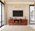 RFD - Royal Furniture Decor Solid Sheesham Wood TV Unit Chest of Drawers with 5 Drawers and 1 Shelf Storage - Ideal for Living Room, Accommodates up to 60-Inch TV (Pippin,Honey)