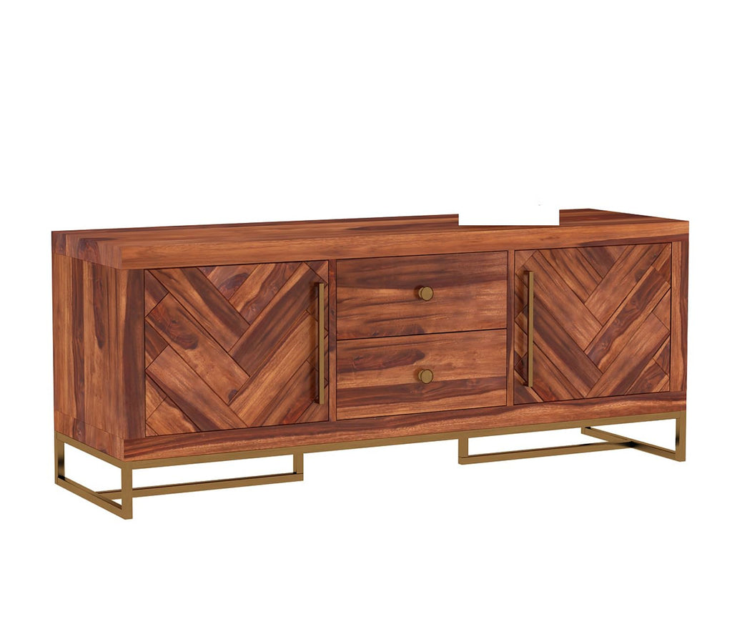 RFD - Royal Furniture Decor Solid Sheesham Wood TV Unit | Jett | Honey | 55-Inch